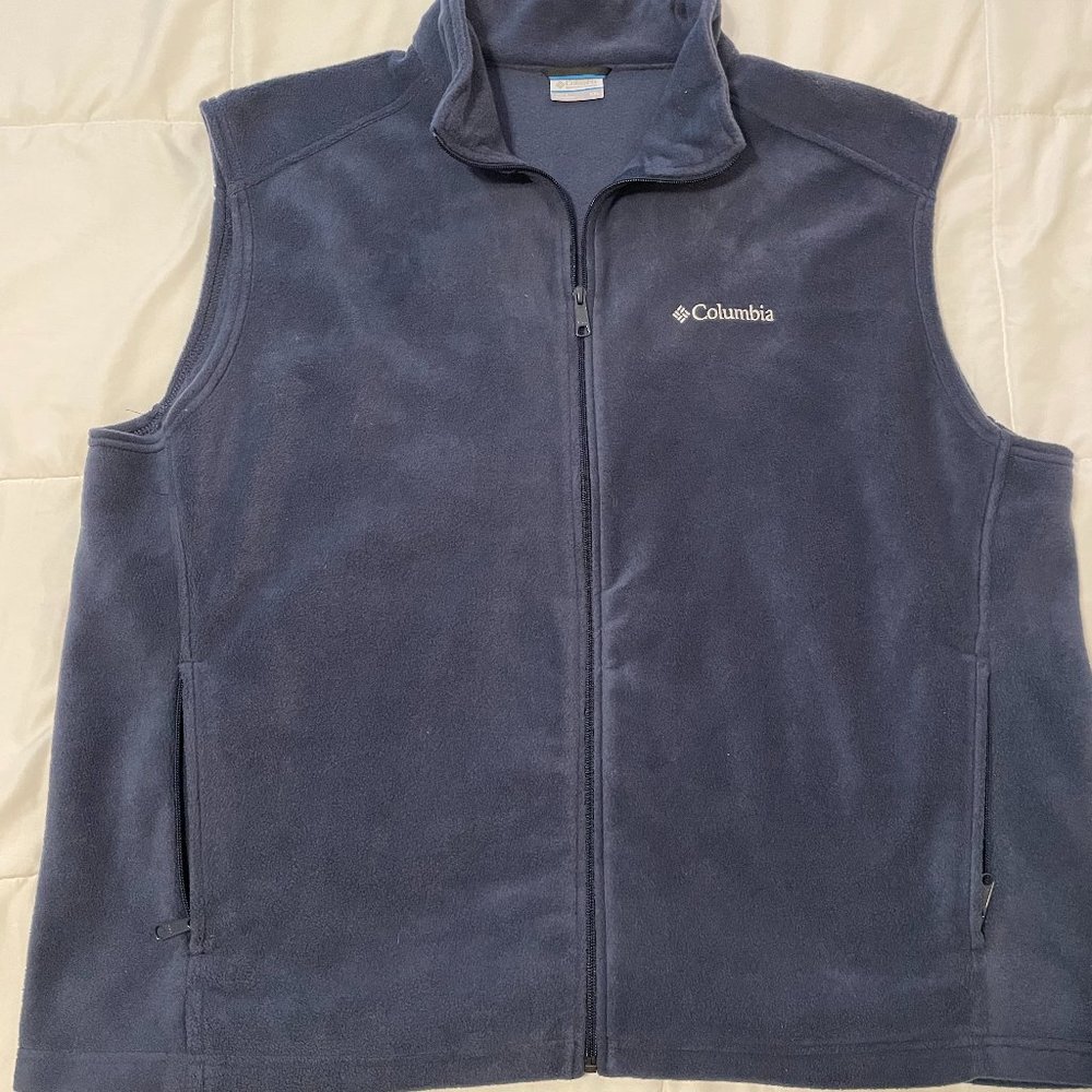 Columbia Navy Fleece Zip-Front Vest, Size 2XL